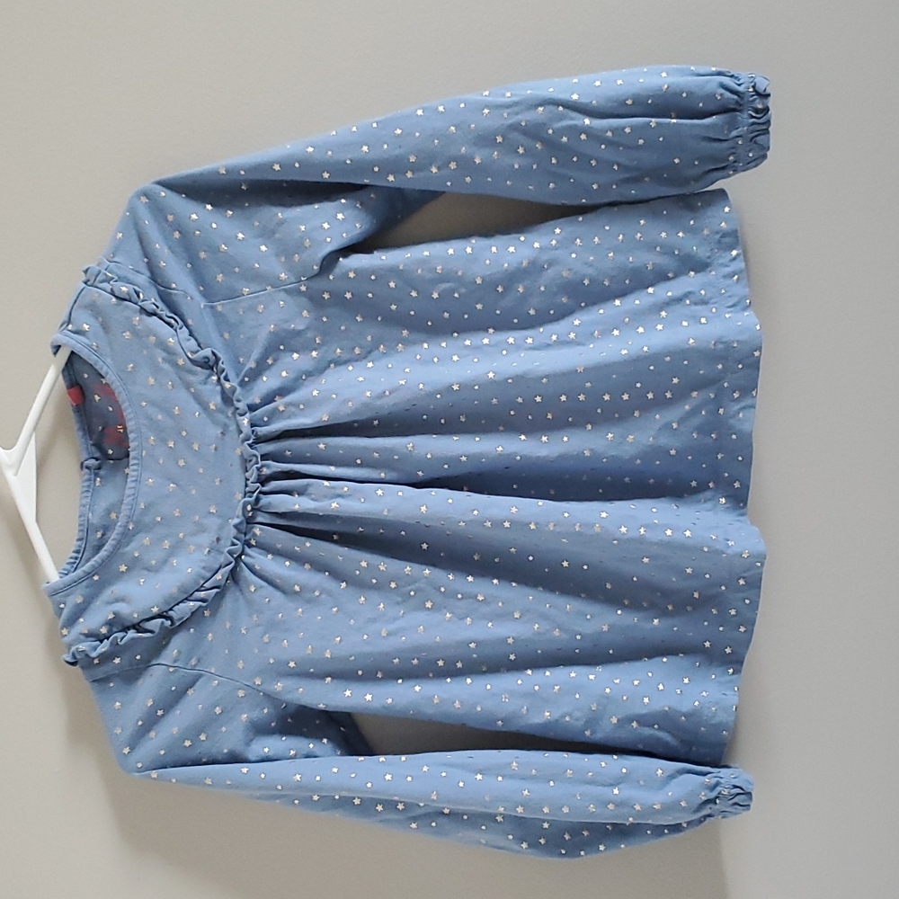Mini Boden Gold Star Print Long Sleeve Top size 9-10